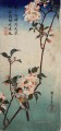 pequeño pájaro en una rama de kaidozakura 1838 Utagawa Hiroshige Ukiyoe